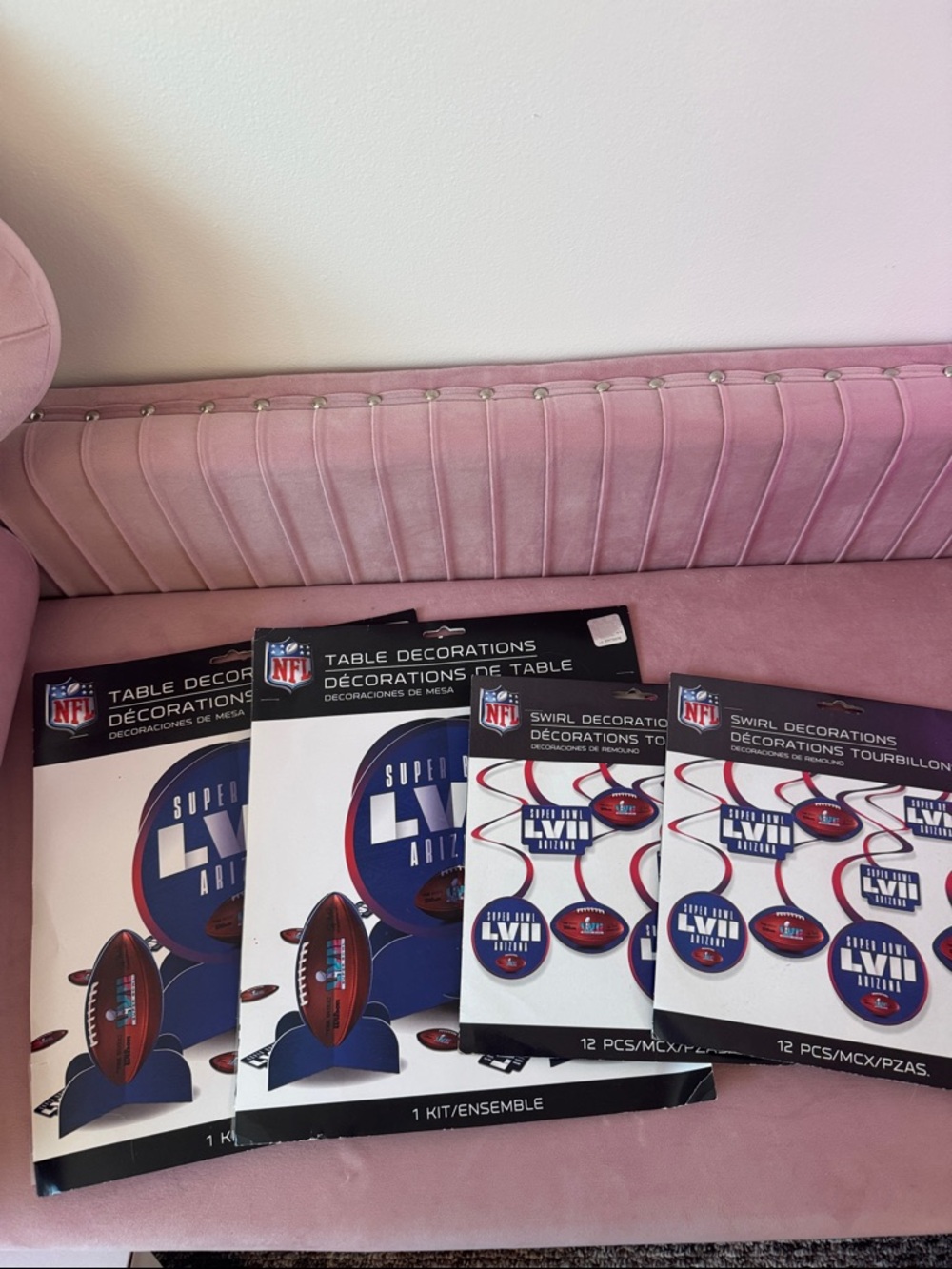 NFL Super Bowl LVI Table Decorations - Blue & Red. (4)total.NWT